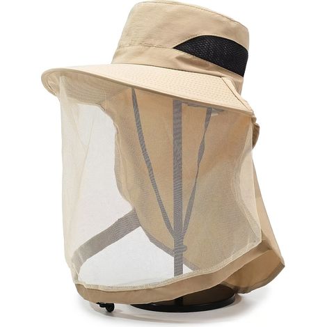Moustiquaire pliable et bonnet moustiquaire ajustable (unisexe) – convient pour la randonnée, le camping et la pêche. (1/4)