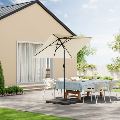 WOLTU Sonnenschirm Terrassenschirm UV-Schutz Strandsonnenschirm  UPF 50+, Neigungsverstellbar, mit Tragetasche, Sonnenschirm für Balkon/Garten/Strand, 206x135cm, Beige
