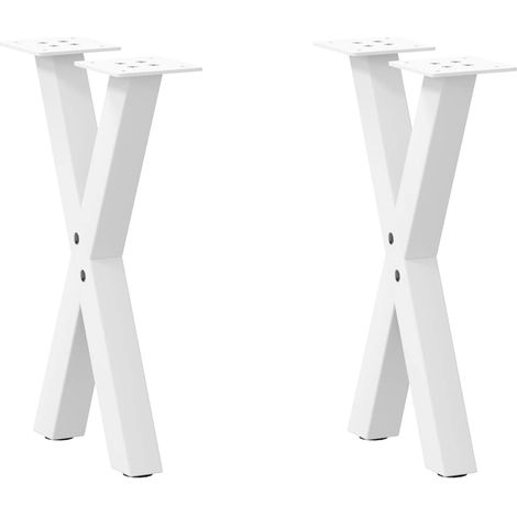 Couchtischbeine X-Form 2 Stk. Weiß 28x(42-43) cm Stahl