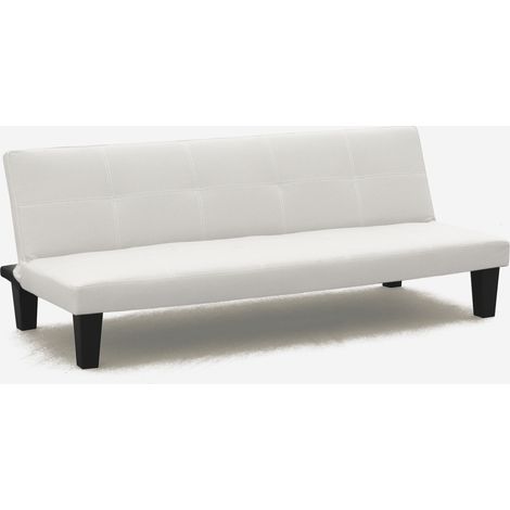 Divano letto pronto letto 3 posti in similpelle economico Topazio - Bianco