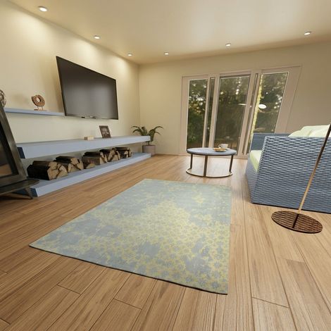 Tapis vintage Comet - Tapis vintage - 180x120cm, Rectangular - 100% Viscose - Tufté main - Argent