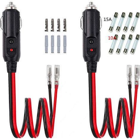 Lntyq 2 Pcs USB Adaptateur Mâle pour Allume-Cigare avec Câble d'alimentation 16 AWG 12V/24V Universel, pour onduleur de Voiture, Pompe à air, Tasse électrique (1/4)