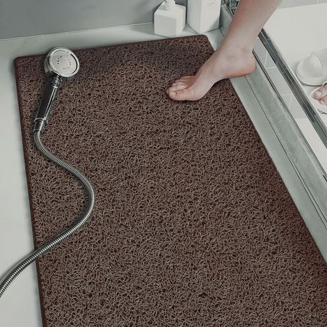 Tapis de bain en PVC ajouré à boucles – Tapis de sol de douche antidérapant – Tapis de drainage lavable pour salle de bain (40 x 60 cm) – Brun café (1/5)