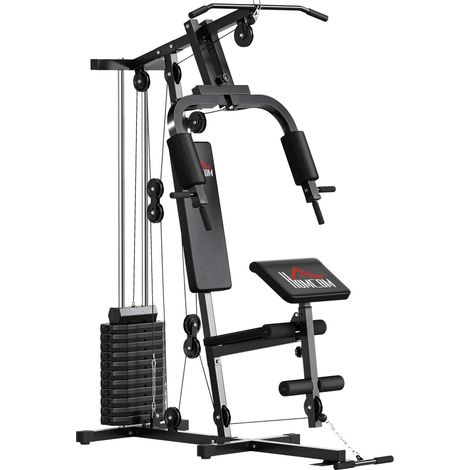 Station de musculation multifonction 65 kg double poulie noir