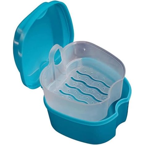 1 Boîte Solide Pour Prothèses Dentaires Avec Languette De Récupération Simple, Étui De Bain Pour Prothèses Dentaires (1/4)
