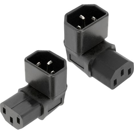 Adaptateu Secteu C14 ves C13,IEC C14 mâle ves C13 Femelle 90 degés Adaptateu,connecteu 3 Boches 250V 10A IEC320,2 pièces (1/4)