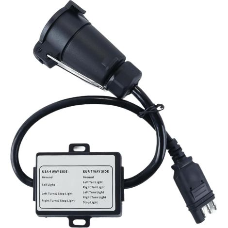 Adaptateur de Prise de remorque US 4 Broches vers Euro 7 Broches, câble de Prise de remorque avec séparation du Signal d'arrêt et de freinage pour Le remorquage du véhicule (1/5)