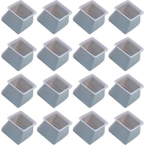 Lot de 16 pièces chaise pied capuchons silicone sol protecteur carré meuble table pieds housse antidérapant inférieur (1/5)