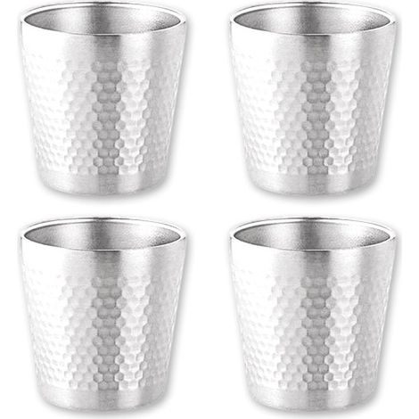 4er-Set Edelstahl-Trinkbecher 175 ml stapelbar ohne Henkel unzerbrechlich und BPA-frei perfekt für Camping Picknicks Reisen und Outdoor-Urlaube (1/5)