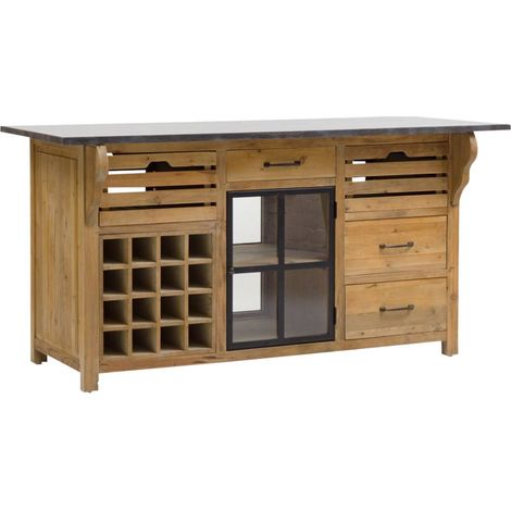 Îlot central en bois recyclé Champêtre (1/5)