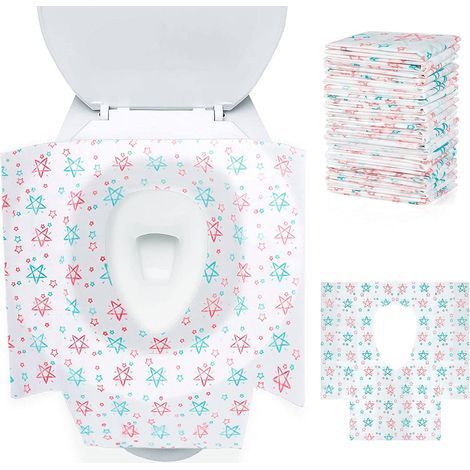 10 morceaux Protege Cuvette Wc Jetable, Coussin Papier Siège Toilette Portable Grand pot Housse de Siège WC Public Imperméable à l'eau Jetable Tapis Toilette Avion Hôtel Camping Voyage,65x 60cm