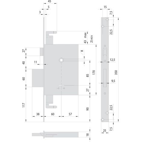 Serratura a Doppia Mappa da Infilare per Cisa Legno Art 57255 e 60