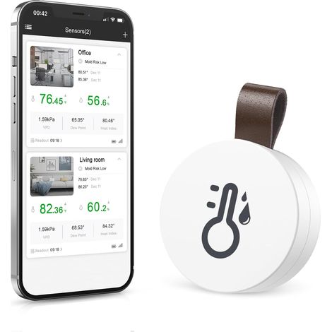 Thermomètre Hygromètre Bluetooth Intérieur – Capteur Température & Humidité avec Application Smart Sensor pour Chambre Bébé, Serre, Garage, Bureau (1/5)