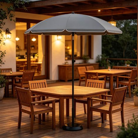 Parasol de jardin inclinable 175 cm métal gris OKMYHOME (1/4)