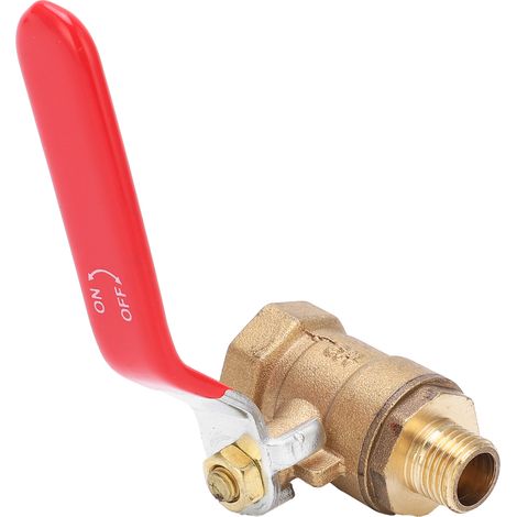 Robinet à Bille en Cuivre pour Compresseur, Raccord 1/2" Femelle et 1/4" Mâle Fileté (1/5)