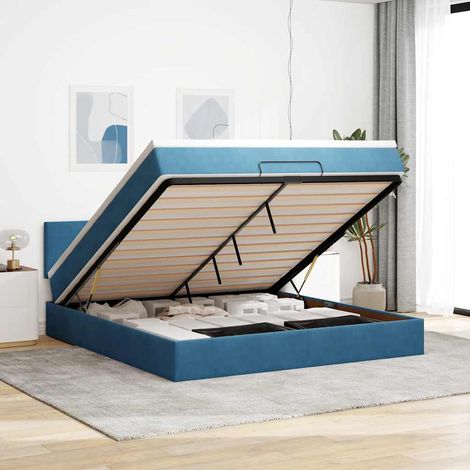 Estructura de cama otomana colchón azul oscuro 180x200 cm vidaXL (1/5)