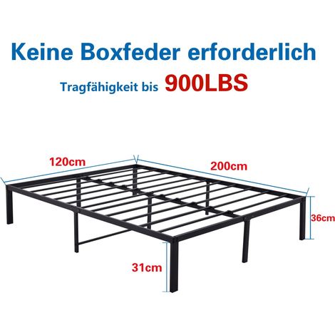 Lit plateforme métal 120x200 cm noir, robuste, silencieux, montage facile, sans sommier (1/5)
