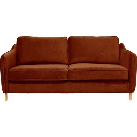 Canapé convertible ouverture express 3 places en velours - Rouille - VORNAY (1/5)