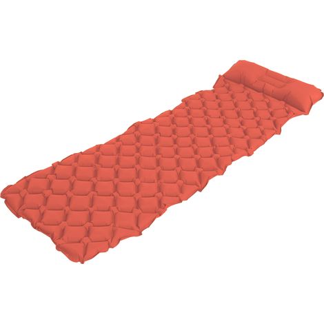 Matelas gonflable soufflé à la bouche, matelas de plage, matelas de camping, tapis de sol pour tente, orange (1/5)