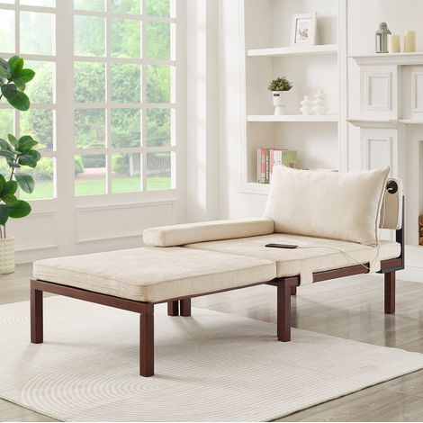 fauteuil salon convertible couchage velours beige OKMYHOME (1/5)