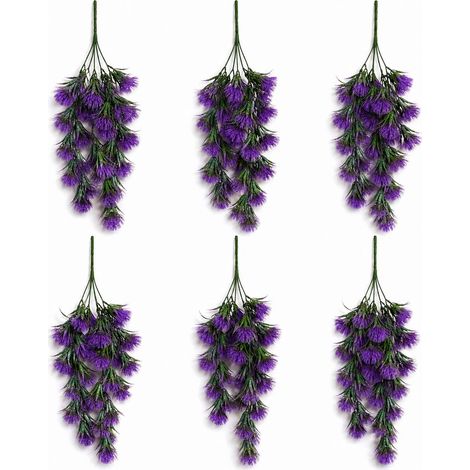 Pack of 6 x 75cm Artificial Purple Thistle Trailing Hanging Plant Faux Floral - Premium Quality (1/5)