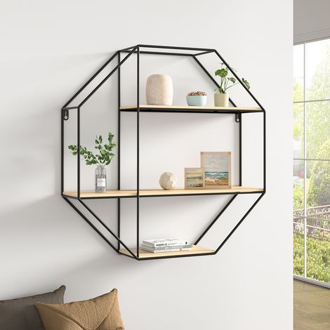 Octagonal Metal Floating Wall Display Shelf (1/5)