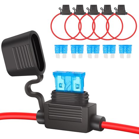 Lot De 5 Porte-Fusibles En Ligne 12 V, Porte-Fusible Étanche 16 Awg, Fil De Cuivre Avec Fusible 15 A Pour Voiture/Camion/Moto/Bateau