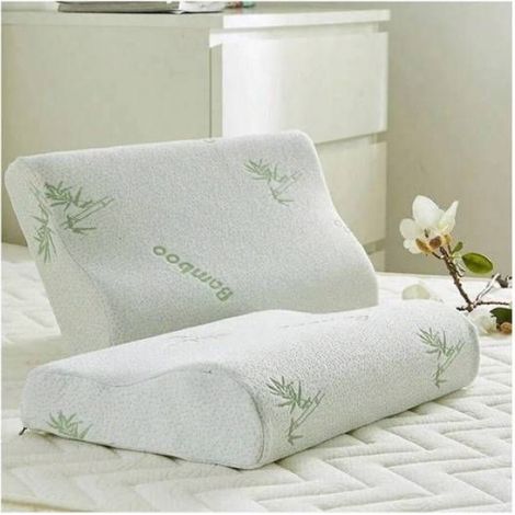 Oreiller en mousse à mémoire de forme,40 x 25cm,oreiller en fibre de bambou,rebond plus lent,oreiller orthopédique relaxant pour le