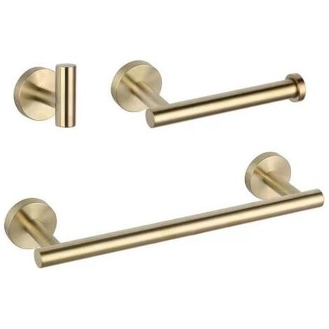 Ensemble d'accessoires de salle de bain doré 3 pièces – Acier inoxydable SUS304 – Finition Zirconium Gold – Porte-serviettes 16 pouces (1/4)