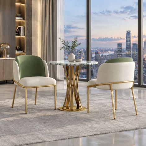 Set di 2 sedie da pranzo moderne, gambe in ferro, regolabili, verde e oro OKMYHOME (1/5)