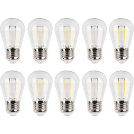 10 ampoules rétro S14 E27 180 lumens, ampoules LED à filament en verre transparent, 2 watts, 110 volts, lumière chaude (1/5)