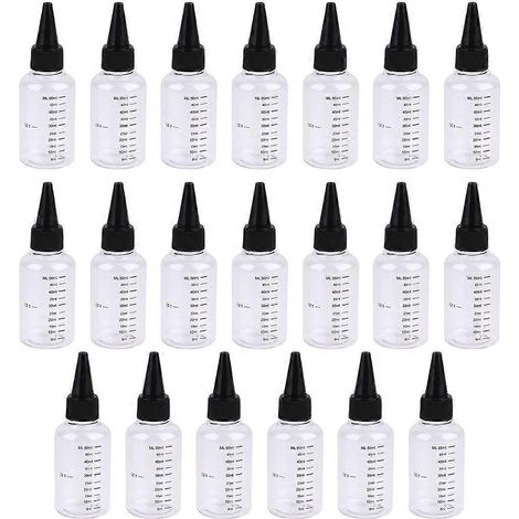 paquet de 20 flacons de voyage transparents et vides de 50 ml avec embout souple et graduation (couleur aléatoire du bouchon)-11.00X4.00X4.00CM