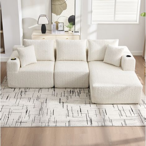 divano seduta modulare con tasche laterali beige HAVRYA (1/5)