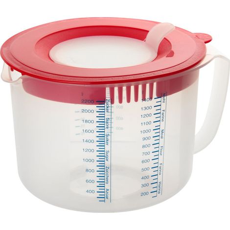 Mess-und Rührbecher 2,2 l rot / transparent mit Spritzschutz (1/5)