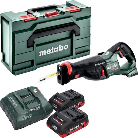 Metabo SSEP 18 LT BL Scie sabre sans fil 18 V 32 mm Brushless + 2x batterie LiHD 4,0 Ah + chargeur + Metabox