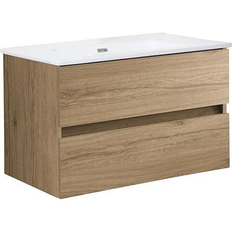 Kits de meubles de salle de bain Kora 2 tiroirs Nabucco chêne largeur 805 mm (1/5)