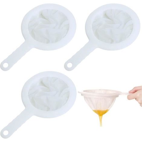 Küchensieb - 3-teilig (100/200/400 Maschen) - Wiederverwendbares Nylon - Passier- und Speisesieb