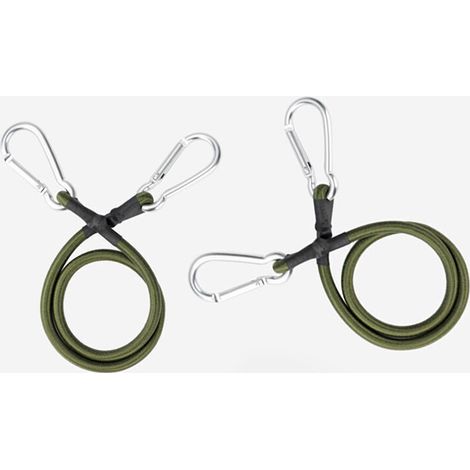 Cordon élastique avec crochet à clip, mousqueton, connecteur de corde de rivière, accessoires, cordon de montage vert armée de 3/8" de diamètre, crochet argenté (vert armée, 24", paquet de 2)