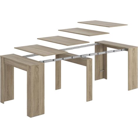 tavolo consolle multiposizione estensibile rovere, 90x51x78 cm