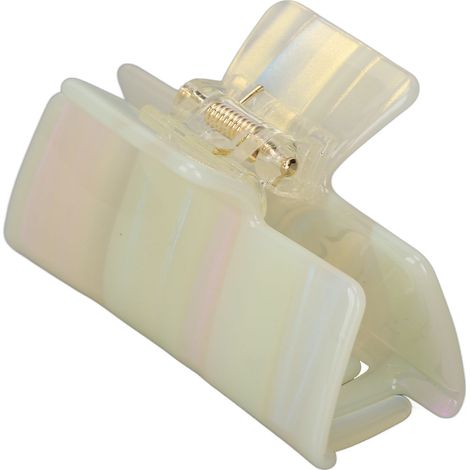 Élégante pince à cheveux blanche pour femme, maintien solide, accessoire de coiffure pour soirée et maquillage, clip fort et tendance. (1/5)