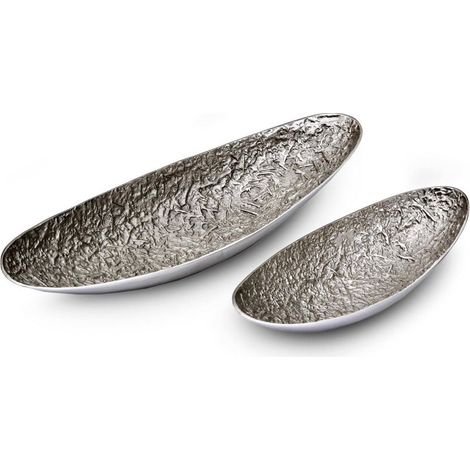 Lot de 2 Plateaux de Présentation "Barque" 76cm Argent (1/2)