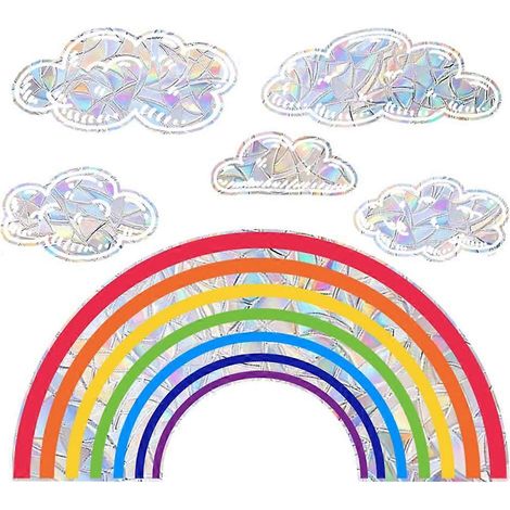 Autocollants pour vitres motif nuage arc-en-ciel, attrape-soleil prismatiques aquarelle, autocollants en vinyle anti-collision pour vitres (1/5)