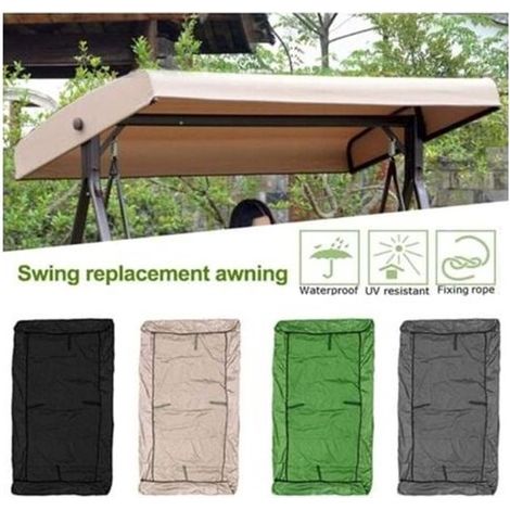 Auvent de rechange pour balancelle - 191 x 120 x 23 cm Housse de remplacement 3 places - Housse d'auvent imperméable Beige - Toit de balancelle (1/5)