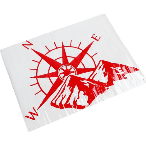 Autocollant Décoratif Lunette Arrière Voiture, Motif Montagne Boussole, Adhérence Forte, Couleur Résistante, Décalcomanie Universelle pour Auto, Rouge 60x45cm (1/5)