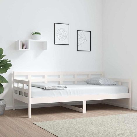 Sofá cama madera maciza de pino blanco 90x190 cm (1/5)