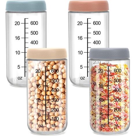 Tarros para preparar comidas，750 ml，tarros de conserva con tapa de rosca，preparación de comidas para mermelada，preparación de comidas，4 piezas (1/5)