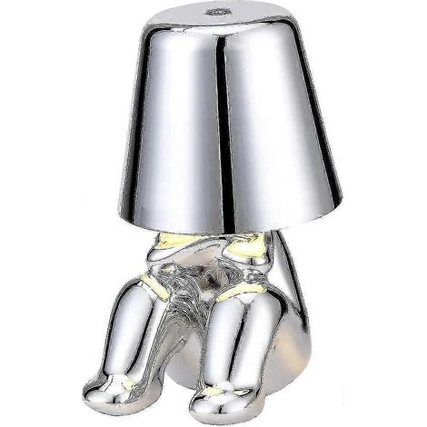 Lampe Penseur, Lampe de table tactile, Lampe de bureau LED représentant un petit penseur doré et créatif, DecorMr whereSilver (1/5)