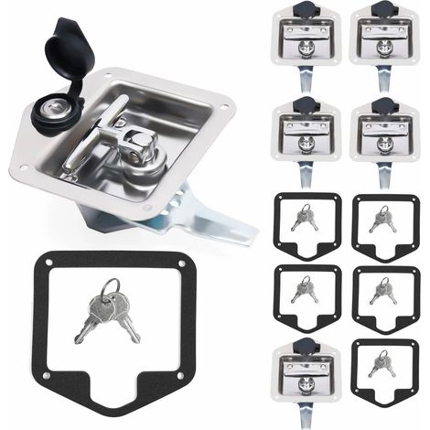 6x poignée pliante T pour boîte à outils verrou porte camping-car avec 12 clés acier inox (1/5)