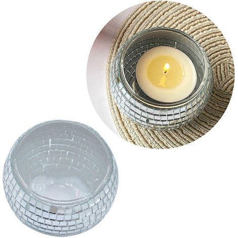 Pot bougeoir rond en miroir pour centre de table de mariage (1/4)