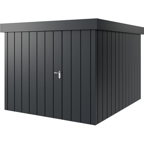 Hörmann Metall-Gerätehaus "Juno" mit Flachdach, JFD11 - Modern Europapromotion, 262 x 310 cm (B x T), anthrazit, 1-flüglige Tür, Anschlag links